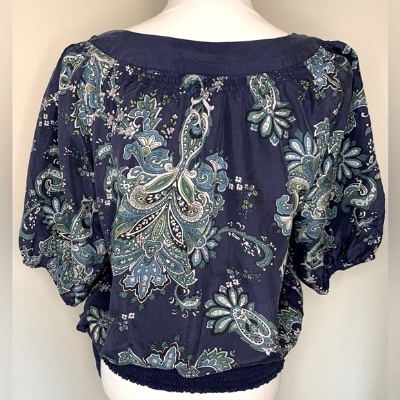 Nine West Silk Top Blouse Boho Feminine Floral Size Small Spring Summer Chic - Picture 3 of 9